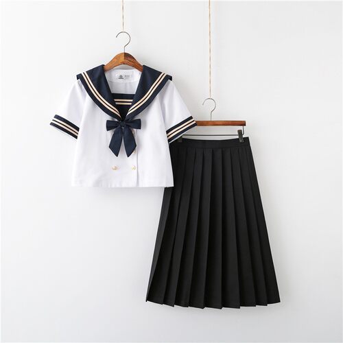 日系学院b风jk制l服裙女正统双排扣学生基础款水手服中间服班服套