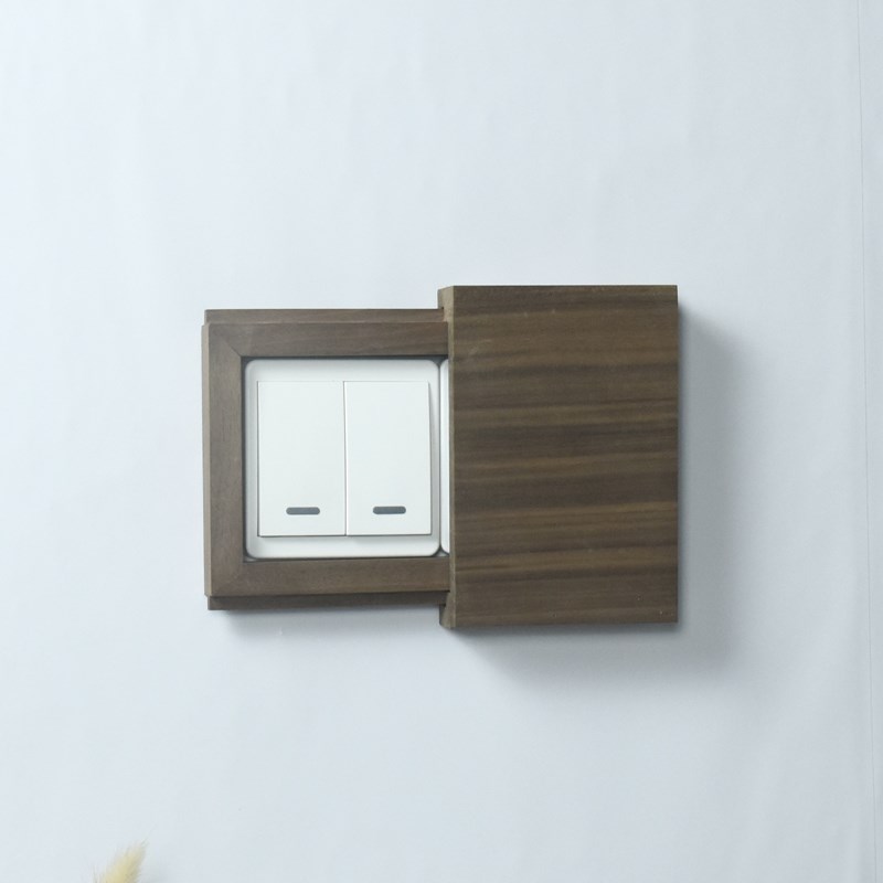 支持定制实木开关保护套门牌面板插座遮挡遮丑美化装饰滑轨开关贴