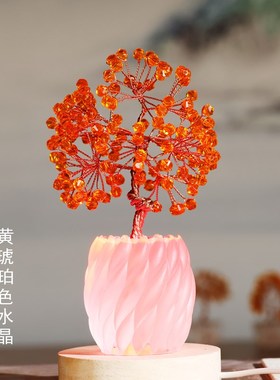 水晶摇钱树摆件招财发财家居客厅玄关酒柜办公桌饰品乔迁新居礼品
