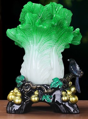 白菜摆件招财喜鹊客厅玄关办公室装饰品店铺酒柜公司乔迁开业礼品