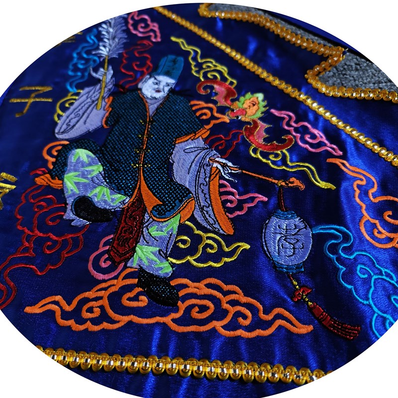 2024新款蓝色荧光绿孝子爷旗子 大爷伯二爷伯服装人穿七爷 乩童