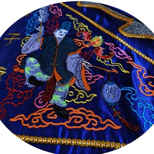 2024新款蓝色荧光绿孝子爷旗子 大爷伯二爷伯服装人穿七爷 乩童