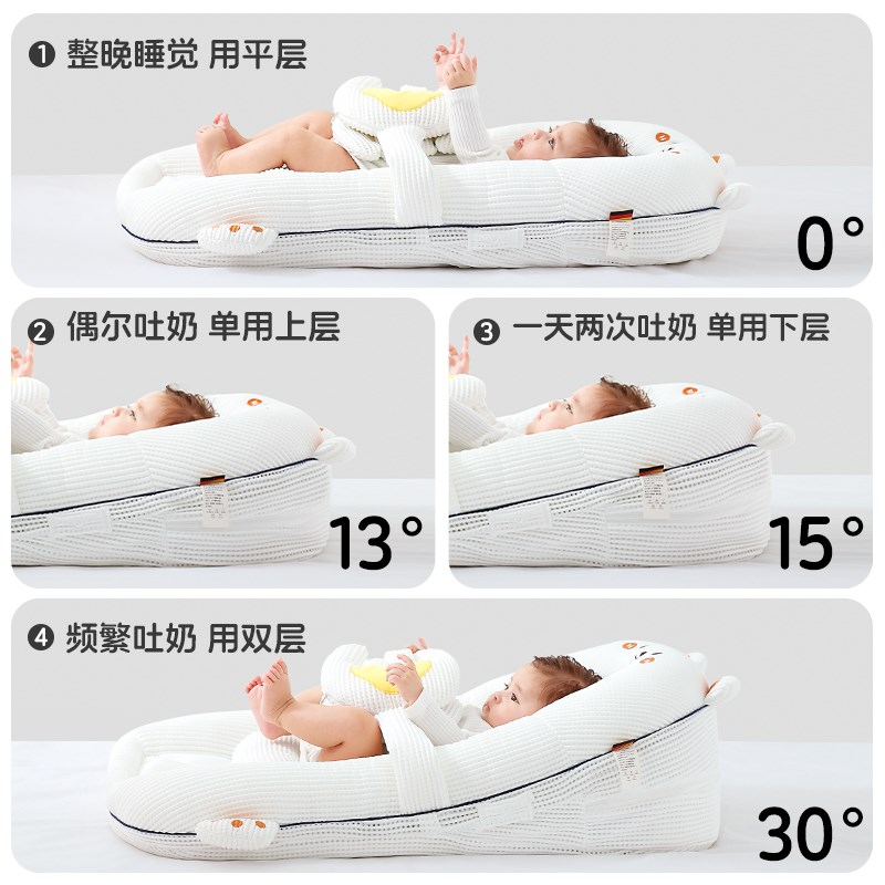 婴儿防吐奶斜坡垫宝宝斜坡枕手掌热敷防胀气躺睡喂奶神器床中床