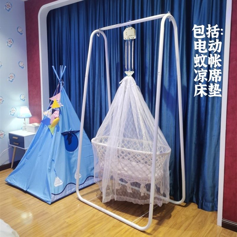 网红款潮汕婴儿电动摇篮r上下摇罗卜蹲平替儿童床,升降式自动摇床