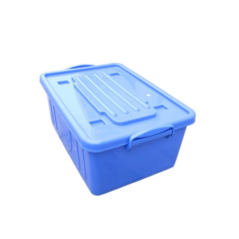 加厚塑料箱带轮子周转箱餐具箱胶箱带盖蓝色箱收纳箱物流箱料