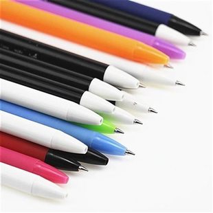 6支文具磨砂面细长q杆v按动圆珠笔手感好办公圆珠笔笔芯