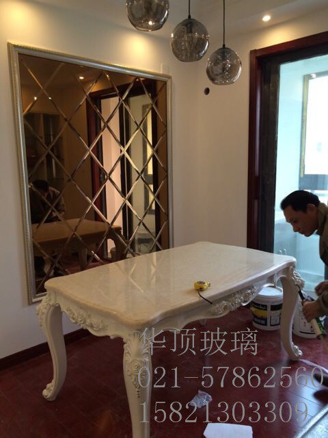 金茶镜菱形拼镜 茶镜菱形镜背景墙 艺术菱W形拼镜 茶镜