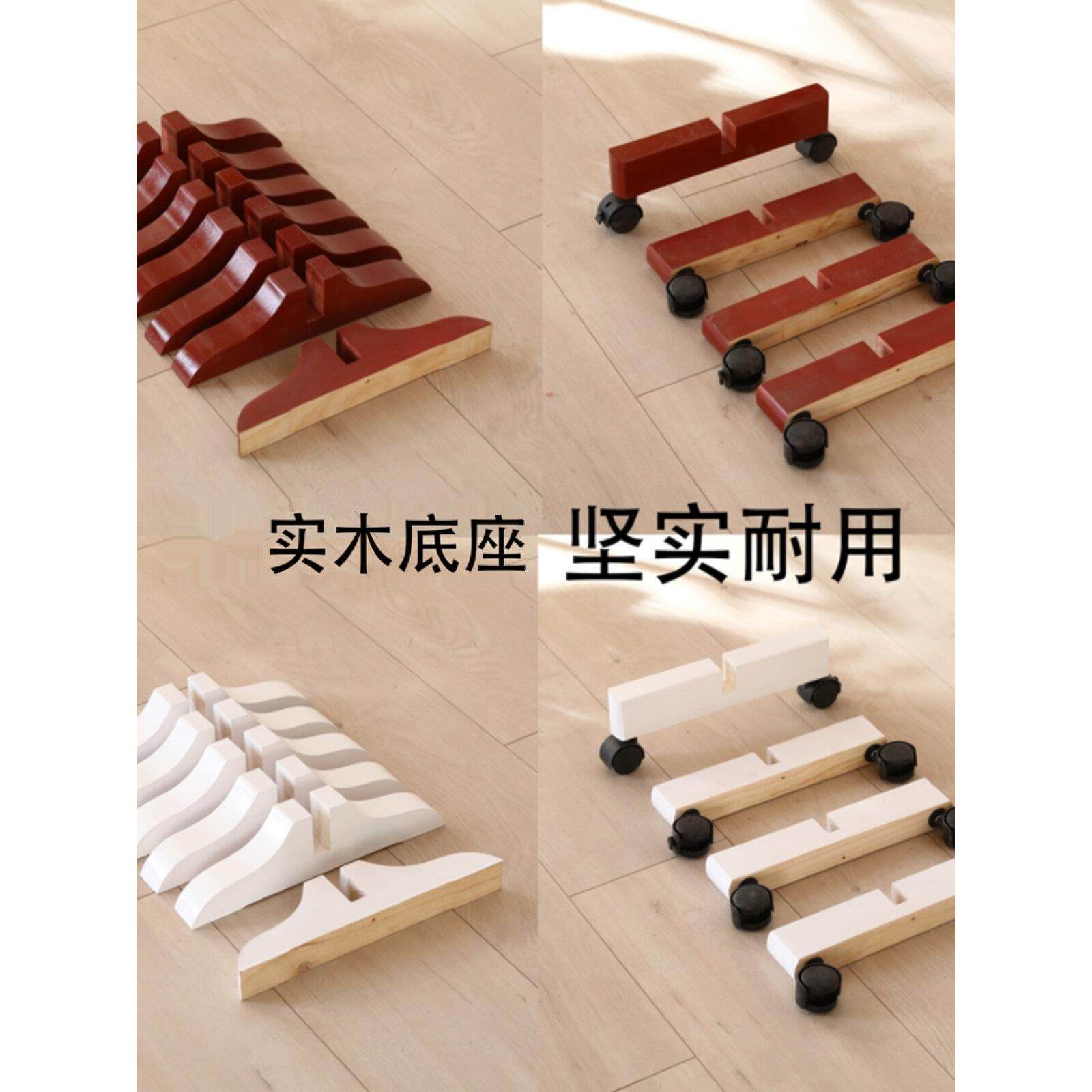 屏风底座实木隔断支架拉直移动滑轮脚架家用门厅折屏支撑脚可定制