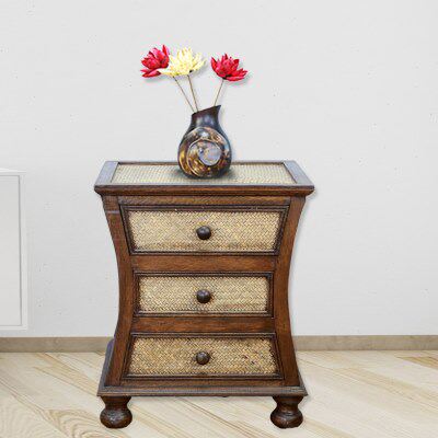 斗柜床头柜侘寂风东南亚卧室置物柜纯实木床边柜抽屉复古储物柜