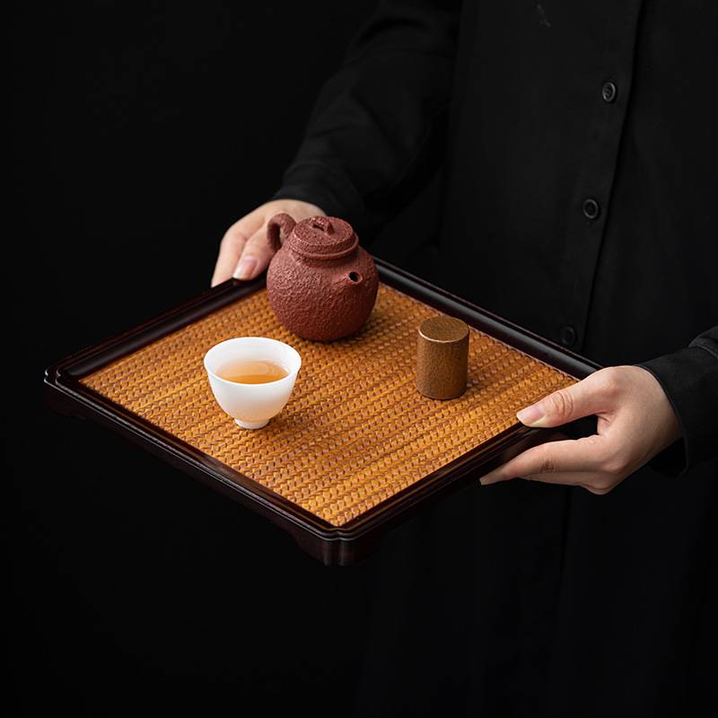 重竹干泡台托盘竹制席面竹席茶托壶承家用小号茶盘餐盘日料蛋糕盘