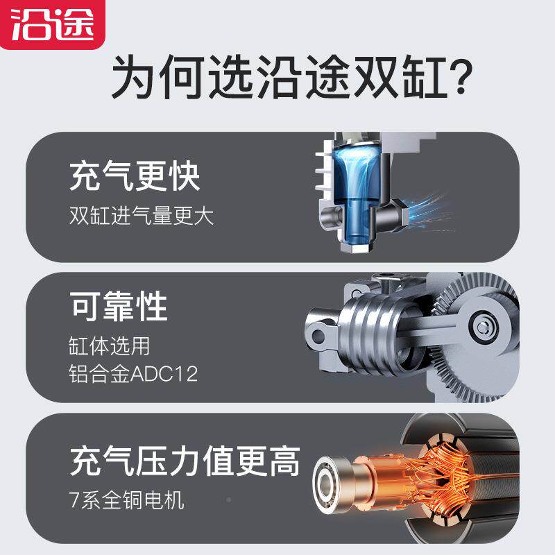 车充气泵缸汽车载电动打气机无线数显双轮931便携式胎车用迷你打