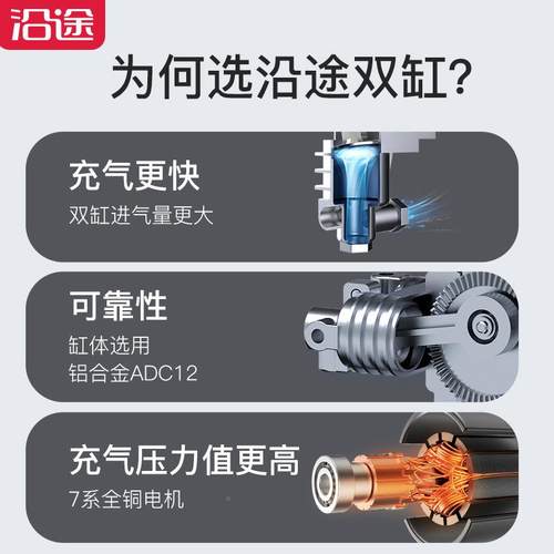 车充气泵缸汽车载电动打气机无线数显双轮931便携式胎车用迷你打