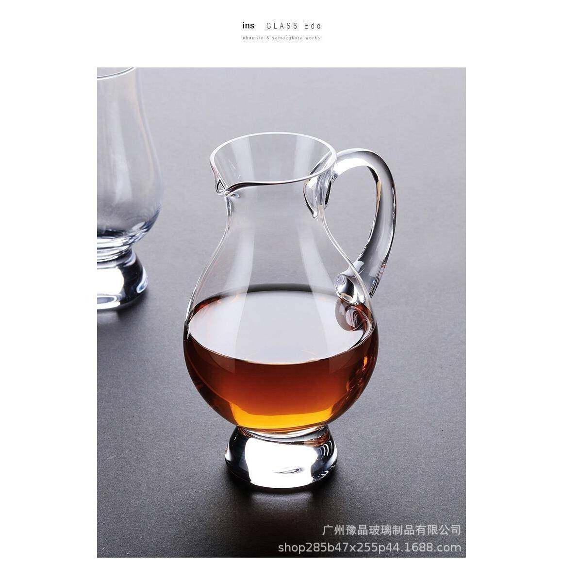 人工吹品制水晶玻璃威士器忌鉴分酒厚1酒底威士忌酒樽家用小号分
