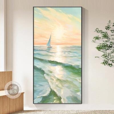 玄海景装饰走廊过道挂画现代简约竖版入壁户正对门关X6663编风景