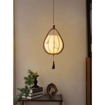 203862新款宋代美学新中式中古关风卧室床头吊吧灯台玄5过道原木