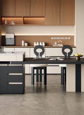 轻奢端岩岛台餐桌一体家用现代简高可伸缩小户型客板厅中岛95505