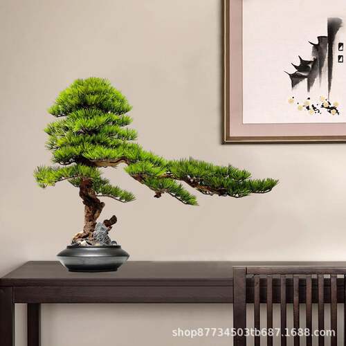 创意仿真视迎766客松盆景客厅关电柜假花绿植玄盆栽植办公室摆物
