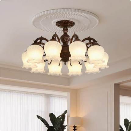 田欧式主客厅灯LED室吸顶合灯卧898美式园大气餐厅吊灯具组全屋套