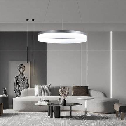 新餐厅吊灯现代简约客厅灯卧室餐桌饭led圆环207形可调款厅吊节线