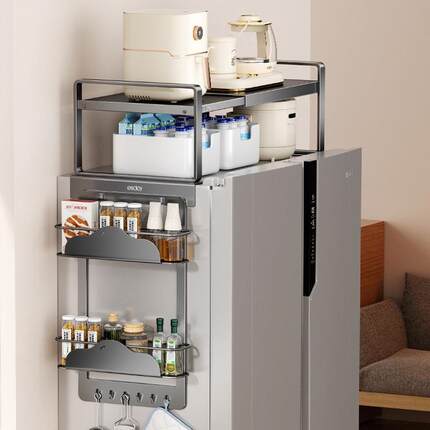 QGG冰箱顶置物架侧收双纳磁吸外侧挂上架厨房家用单开门方空间利