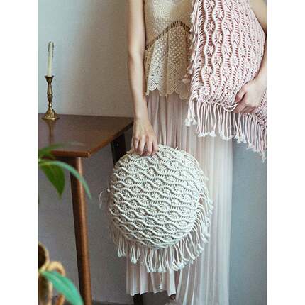 波靠西米亚手工编织流抱枕枕拍摄道具靠垫靠背FS756084汽办公车苏