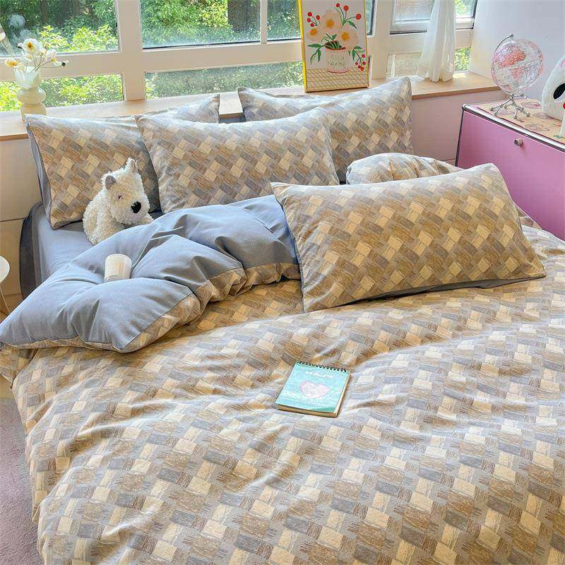 秋冬季单磨毛件套四全棉纯套棉2025新款简约床品床被三加厚磨毛件,床上用品,学生床品套件,淘宝优惠券,粉丝福利购,淘宝优惠卷
