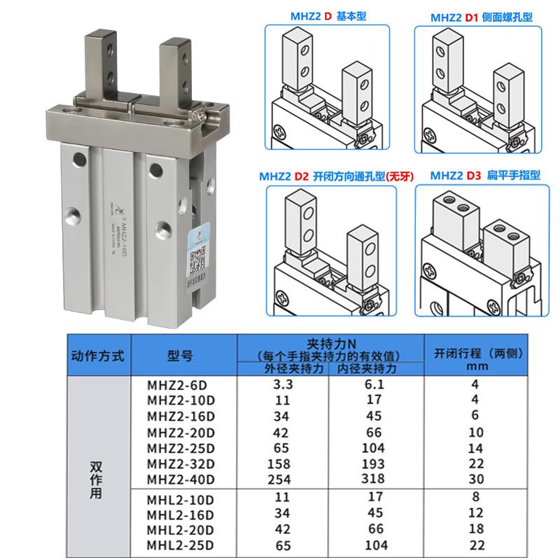 气动MH2-10/16/20/5/32/40/HFZ19716210/20Z气爪平行/夹手指气缸