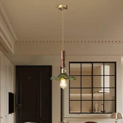 餐厅吊灯中风吧台小廊吊灯美式绿色复古灯古风全铜15走充电式免布