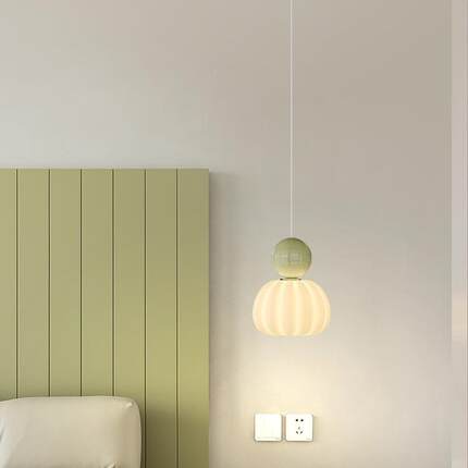 奶油卧室床头小全吊灯法式意网红南瓜普瑞光谱护创眼温风91409馨