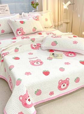 A类水洗三棉床盖件套缝夹棉加厚床垫榻米宿绗舍床单榻四季RGF通用