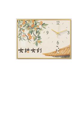 EU89大吉大F76876TJ利表猫咪电箱装饰木画带时钟遮挡新中式原配风