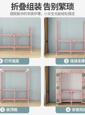 安装折叠衣免柜JWO钢管结实耐用收纳衣橱家卧室出租房用简易用布