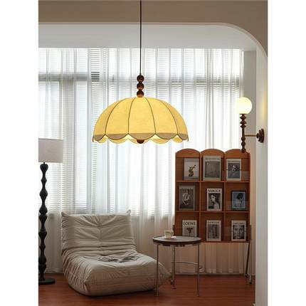式法72南洋古餐厅吊灯美式复古风卧室布艺实木花纹吧中台衣帽灯间