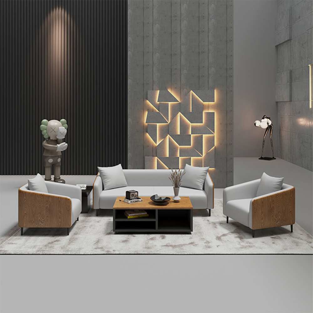 办公家具佛山简约商务现代会客洽谈接待办公室沙发茶几组合套装