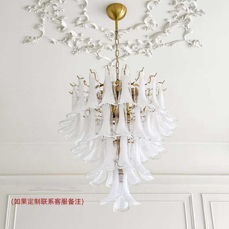 法式复古玻璃吊灯轻奢复式楼梯吊灯美式客厅灯玻璃房间主卧室灯