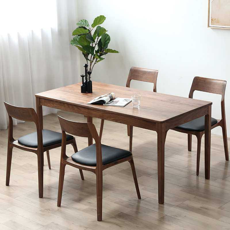北欧实木伸缩餐桌小户型日式折叠饭桌黑胡桃木餐桌椅组合榻榻米