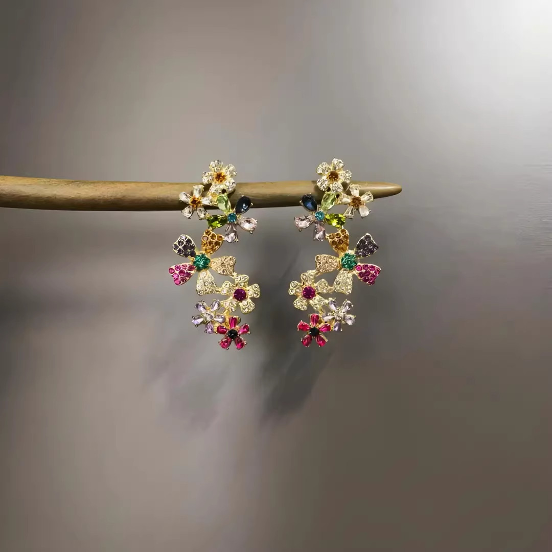 合金耳饰 【繁花似锦】多巴胺满钻彩色花朵氛围感小众一体式耳钉J,饰品/流行首饰/时尚饰品新,耳钉,淘宝优惠券,粉丝福利购,淘宝优惠卷