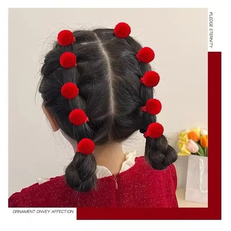 新年红色高弹毛球皮筋头饰女童拜年喜庆橡皮筋扎头发拇指发圈j,饰品/流行首饰/时尚饰品新,发饰,淘宝优惠券,粉丝福利购,淘宝优惠卷
