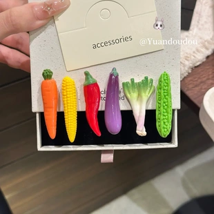 可爱趣味蔬菜造型发夹搞怪少女碎发鸭嘴夹卡通食玩百搭网红边夹JH