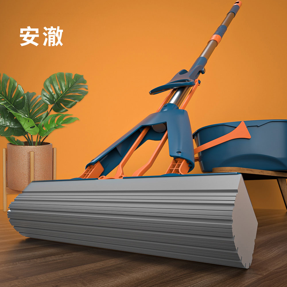 2020新款吸水海绵挤水免手x洗对折式懒人家用一拖胶棉拖把头拖布