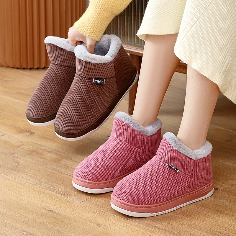 棉拖鞋2024冬季新款老人加绒保暖冬天防滑家居室内男款包跟棉鞋女