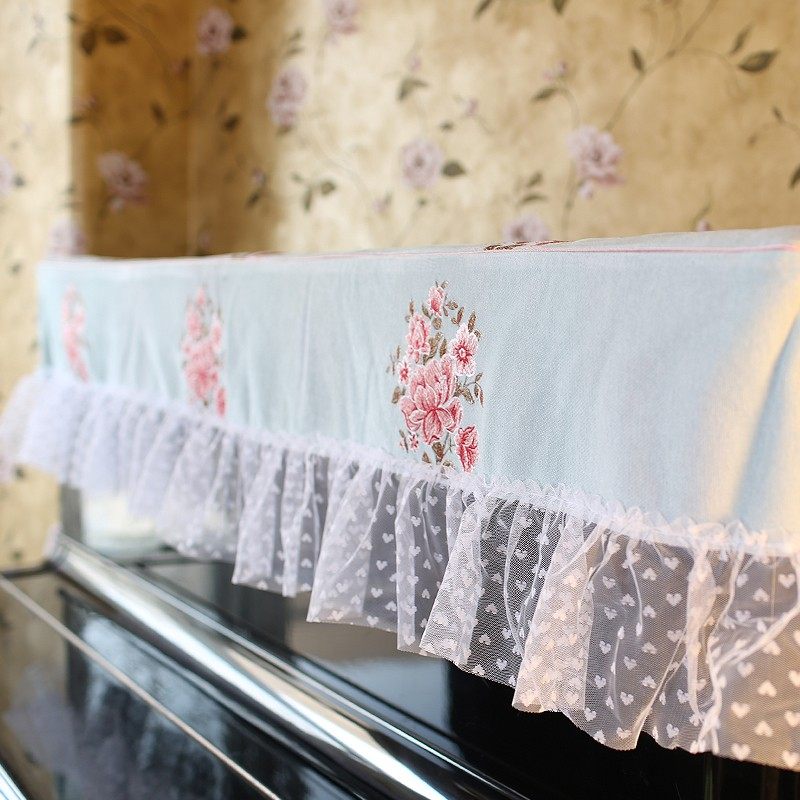 鸢尾乡旅*格蕾丝刺绣钢琴盖巾钢琴防尘巾钢琴T罩布美式英式公主