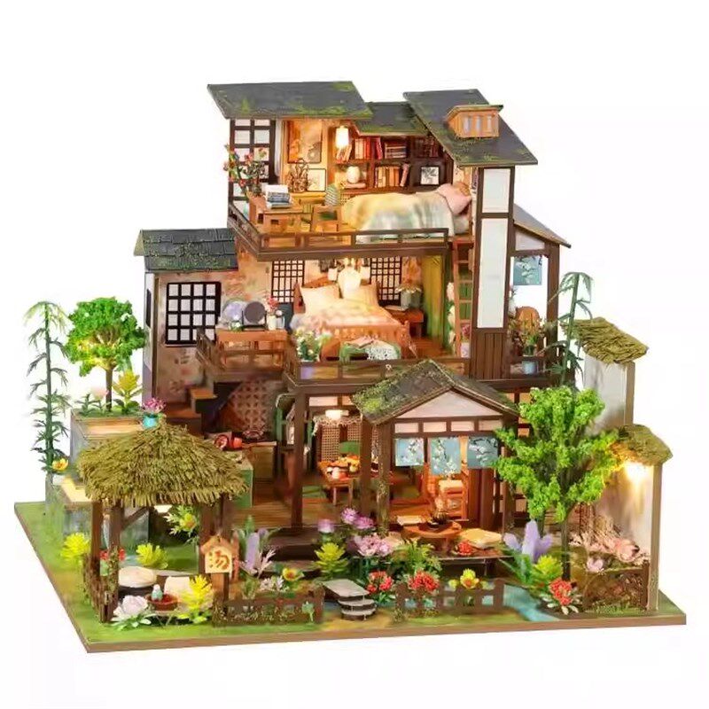 中国风diy小屋竹泉小院别墅小房子手工拼装建筑模型玩具女孩礼物