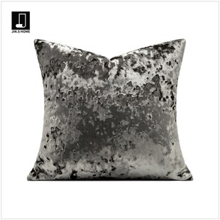 别墅客厅沙发抱枕绿色冰花绒靠枕样板间飘窗方枕套V酒店床上靠垫