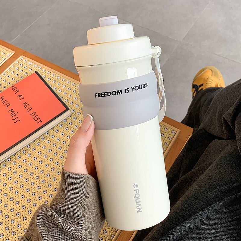 咖啡保温杯女生高颜值大容量水杯男2024新款便携直饮泡茶手提杯子