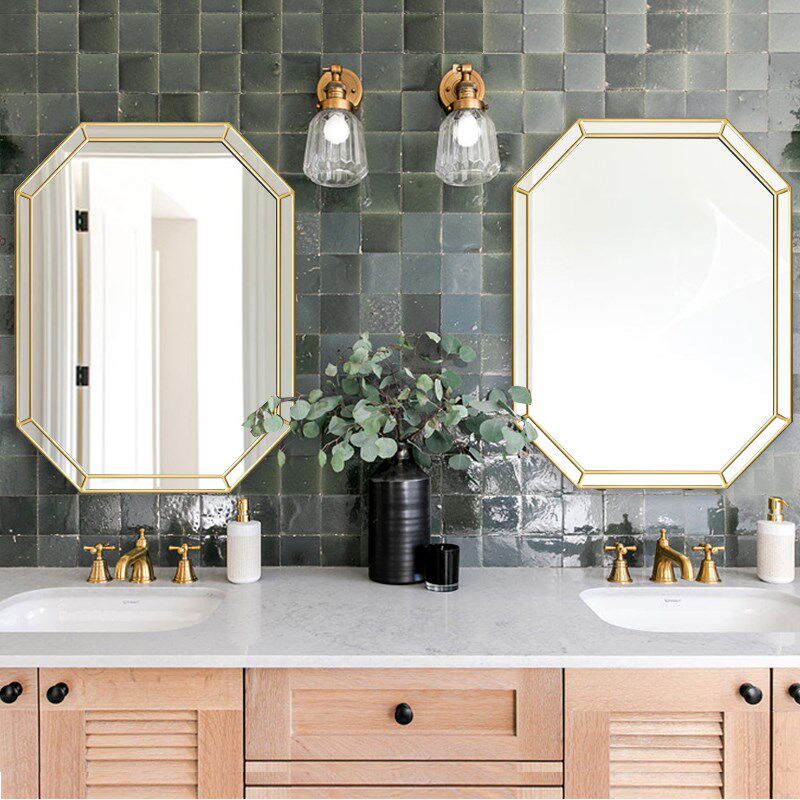 欧式梳妆镜子卫生间防雾镜美式浴室镜挂墙式化妆T镜洗手间壁挂镜