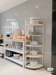 厨房实木置物架微波炉架切菜桌切菜台家用厨房操作台料理台可定制