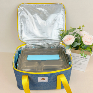 可放2L分隔便当带子保温包便当袋手提包加厚防水大容量上班族儿童