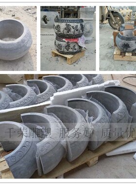 柱脚石柱墩空心石雕石柱垫基石材柱基H石青石仿古柱子皮雕花柱脚