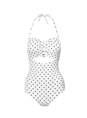 2021新款泳衣女法式连体波点显瘦C韩国ins香风温泉泳装少女游泳衣
